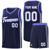 Custom Navy Personalized Honeycomb Pattern Sports Uniform Basketball Jersey