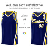 Custom Navy Shoulders Star Pattern Side Color Block Sports Uniform Basketball Jersey