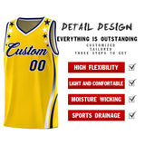 Custom Gold Shoulders Star Pattern Side Color Block Sports Uniform Basketball Jersey
