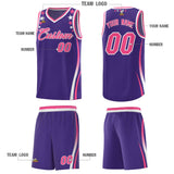 Custom Purple Shoulders Star Pattern Side Color Block Sports Uniform Basketball Jersey