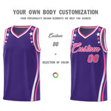 Custom Purple Shoulders Star Pattern Side Color Block Sports Uniform Basketball Jersey