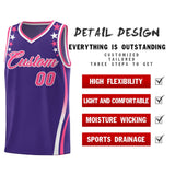 Custom Purple Shoulders Star Pattern Side Color Block Sports Uniform Basketball Jersey