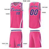 Custom Pink Shoulders Star Pattern Side Color Block Sports Uniform Basketball Jersey