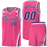 Custom Pink Shoulders Star Pattern Side Color Block Sports Uniform Basketball Jersey