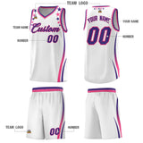 Custom White Shoulders Star Pattern Side Color Block Sports Uniform Basketball Jersey