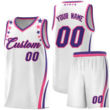 Custom White Shoulders Star Pattern Side Color Block Sports Uniform Basketball Jersey