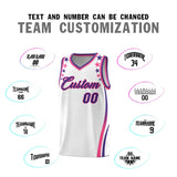Custom White Shoulders Star Pattern Side Color Block Sports Uniform Basketball Jersey