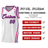 Custom White Shoulders Star Pattern Side Color Block Sports Uniform Basketball Jersey