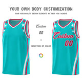 Custom Sky Blue Shoulders Star Pattern Side Color Block Sports Uniform Basketball Jersey