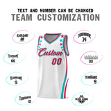 Custom White Shoulders Star Pattern Side Color Block Sports Uniform Basketball Jersey