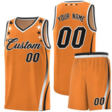Custom Orange Shoulders Star Pattern Side Color Block Sports Uniform Basketball Jersey