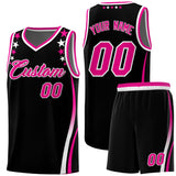 Custom Black Shoulders Star Pattern Side Color Block Sports Uniform Basketball Jersey