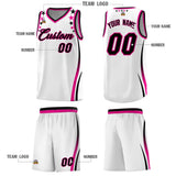 Custom White Shoulders Star Pattern Side Color Block Sports Uniform Basketball Jersey