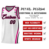 Custom White Shoulders Star Pattern Side Color Block Sports Uniform Basketball Jersey