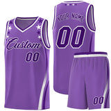 Custom Light Purple Shoulders Star Pattern Side Color Block Sports Uniform Basketball Jersey
