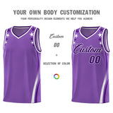 Custom Light Purple Shoulders Star Pattern Side Color Block Sports Uniform Basketball Jersey