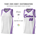 Custom White Shoulders Star Pattern Side Color Block Sports Uniform Basketball Jersey