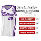 Custom White Shoulders Star Pattern Side Color Block Sports Uniform Basketball Jersey