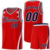 Custom Red Shoulders Star Pattern Side Color Block Sports Uniform Basketball Jersey