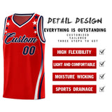 Custom Red Shoulders Star Pattern Side Color Block Sports Uniform Basketball Jersey
