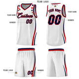Custom White Shoulders Star Pattern Side Color Block Sports Uniform Basketball Jersey
