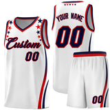 Custom White Shoulders Star Pattern Side Color Block Sports Uniform Basketball Jersey