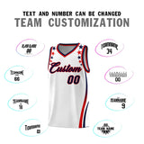 Custom White Shoulders Star Pattern Side Color Block Sports Uniform Basketball Jersey