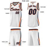 Custom White Shoulders Star Pattern Side Color Block Sports Uniform Basketball Jersey