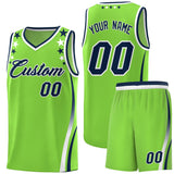 Custom Neon Green Shoulders Star Pattern Side Color Block Sports Uniform Basketball Jersey
