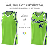 Custom Neon Green Shoulders Star Pattern Side Color Block Sports Uniform Basketball Jersey