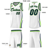 Custom White Shoulders Star Pattern Side Color Block Sports Uniform Basketball Jersey