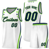 Custom White Shoulders Star Pattern Side Color Block Sports Uniform Basketball Jersey