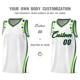 Custom White Shoulders Star Pattern Side Color Block Sports Uniform Basketball Jersey