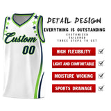 Custom White Shoulders Star Pattern Side Color Block Sports Uniform Basketball Jersey