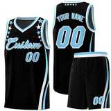 Custom Black Shoulders Star Pattern Side Color Block Sports Uniform Basketball Jersey
