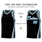 Custom Black Shoulders Star Pattern Side Color Block Sports Uniform Basketball Jersey