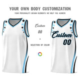 Custom White Shoulders Star Pattern Side Color Block Sports Uniform Basketball Jersey