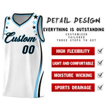 Custom White Shoulders Star Pattern Side Color Block Sports Uniform Basketball Jersey