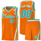 Custom Orange Shoulders Star Pattern Side Color Block Sports Uniform Basketball Jersey