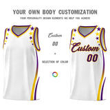Custom White Shoulders Star Pattern Side Color Block Sports Uniform Basketball Jersey