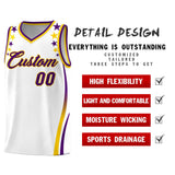Custom White Shoulders Star Pattern Side Color Block Sports Uniform Basketball Jersey
