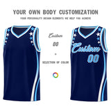 Custom Navy Shoulders Star Pattern Side Color Block Sports Uniform Basketball Jersey