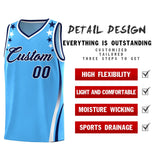 Custom Light Blue Shoulders Star Pattern Side Color Block Sports Uniform Basketball Jersey