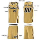 Custom Old Gold Shoulders Star Pattern Side Color Block Sports Uniform Basketball Jersey