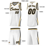 Custom White Shoulders Star Pattern Side Color Block Sports Uniform Basketball Jersey
