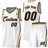 Custom White Shoulders Star Pattern Side Color Block Sports Uniform Basketball Jersey
