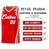 Custom Red Shoulders Star Pattern Side Color Block Sports Uniform Basketball Jersey