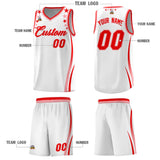Custom White Shoulders Star Pattern Side Color Block Sports Uniform Basketball Jersey