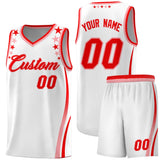 Custom White Shoulders Star Pattern Side Color Block Sports Uniform Basketball Jersey