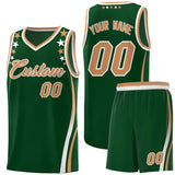 Custom Green Shoulders Star Pattern Side Color Block Sports Uniform Basketball Jersey